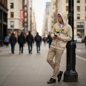 DEMONS BASEMENT SWEATSHIRT HOODIE FULL ZIP HOOD ZIP White 2 Pockets Size M